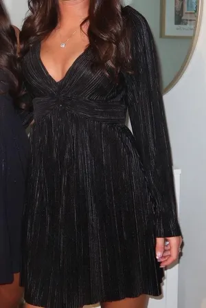 Long sleeve mini dress Black Size XS thumbnail 1
