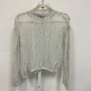 Zara Open Knit Crewneck Sweater‎ Light Gray XS-S 0021/107/406 thumbnail 2
