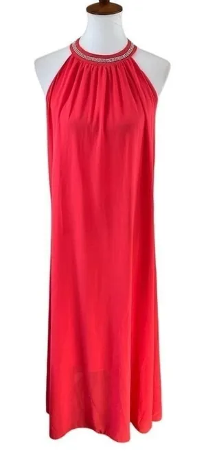 NWT‎ Kivenst Red Rhinestone Halter Maxi Dress Formal Evening M thumbnail 1
