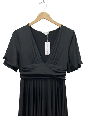 NWT Baltic Born Janette Midi Dress Size Medium Black Flutter Sleeve Ruched Waist thumbnail 5