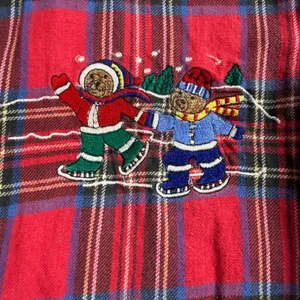 Nutcracker Flannel Shirt Womens 18W Red Plaid‎ Embroidered Winter Bears Holiday thumbnail 2