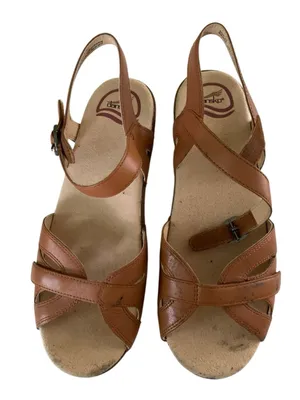 Dansko Season sandals camel full-grain leather block heel size 38 US 7.5 8 thumbnail 5