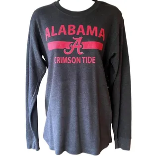 ALABAMA Crimson Tide Football NCAA Thermal Red Gray Pullover Tunic Top ~ MEDIUM thumbnail 2