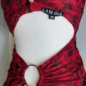 I.am.gia I AM GIA Elegant Red and black snake print Halter Dress Medusa Dress thumbnail 10