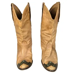 Endicott Johnson Vintage Tan Leather Western Cowgirl Boots Metal Accents 8.5B thumbnail 6