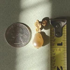 Handmade gold stainless flower baroque pearl dangle dangle earrings🌼 thumbnail 8
