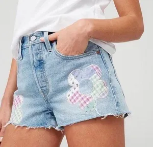 Levi's 501 Denim Shorts High Waisted Daisy Patchwork Shorts thumbnail 1