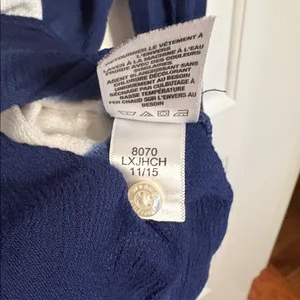 Aeropostale Large Women’s Navy and White Button Flowy Nautical Top thumbnail 5