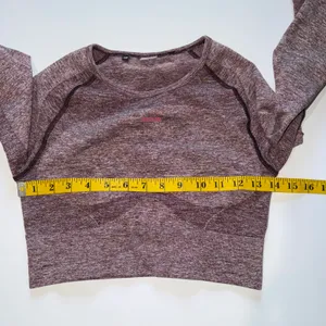 Gymshark Flex Cropped Top S/M Purple Vital Seamless Long‎ Sleeve Open Back Marl thumbnail 7