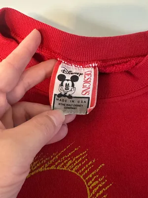 Vintage 90s USA Disney Designs Red Sweatshirt Mickey Mouse Cotton Blend Size S/M thumbnail 7