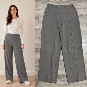 Zara Minimalist Hight Waist Pants‎ Size S Grey Wide Leg Knit Pants Seam Detail thumbnail 2
