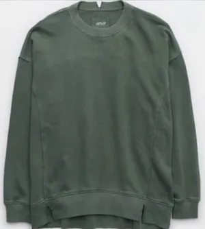 Aerie The Chill Crew Sweatshirt Size Large Green Pullover Sweater Oversized thumbnail 1