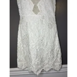 STORIA Last First Kiss Dress Womens Small White Lace Sheath Mini Wedding Party thumbnail 3