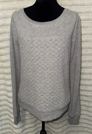 Hollister Gray Quilted Panel Sweater Size L Fits M thumbnail 1