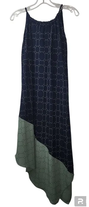 Sleeveless Maxi Dress Geometric Print Casual Summer Dress Navy Green Size‎ thumbnail 1