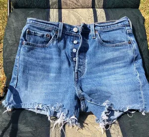 Levi’s Premium 501 Button Fly Jean Cut Off Shorts Light Wash High Rise 29 thumbnail 1