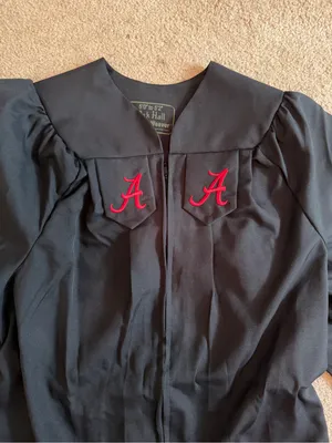 University of Alabama Black Graduation Gown with Red 'A' Embroidery thumbnail 2
