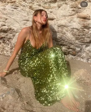 Zara Green Sequin Gown Maxi Dress Holiday Party Evening Festive Christmas thumbnail 12