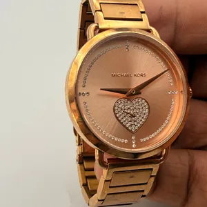 Michael Kors Portia Rose Gold-Tone Pavé Heart Watch Working New Battery thumbnail 3