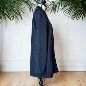 Nautica Black Raincoat Jacket Women’s Small Lightweight Hidden Button Lined Coat thumbnail 2
