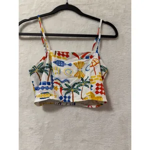 Midnight Sky Tropical Beach Print 2 Piece Set Skirt and Crop Top Small White thumbnail 10