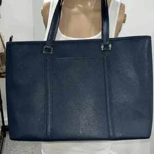 Michael Kors Navy Blue Leather Double Handle, Zipper Closure Shoulder Bag thumbnail 7