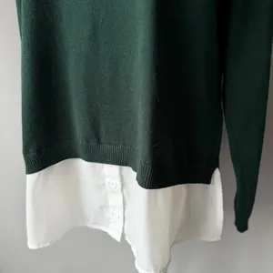 Adrianna Papell Layered Look Sweater Blouse Combo Green & White Size XL thumbnail 3