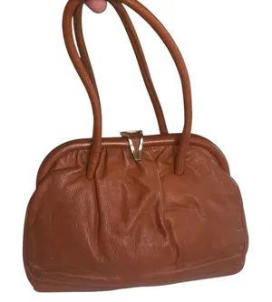 Vintage Cabra Nappa Brown Leather Handbag‎ Mini Purse Clip Closure Argentina thumbnail 1