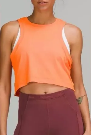 Lululemon Open-Back Cropped Training Tank Top Orange Size 6 thumbnail 1