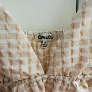Peach Checkered Babydoll Crop Top Size M thumbnail 2