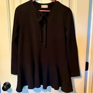 Altar'd State Black Long Sleeve Ruffle Hem Mini Dress thumbnail 2