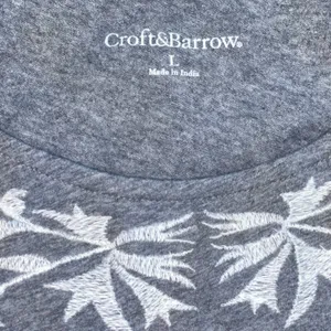 Croft & Barrow | 100% Cotton Grey Embroidered Sleeveless Top | Large thumbnail 5