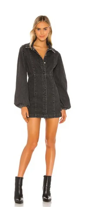 Free People Mia denim mini dress Sz L thumbnail 1