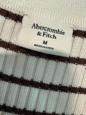 Abercrombie & Fitch Half-Zip Polo Mini Sweater Dress Brown White Striped Size Me thumbnail 4
