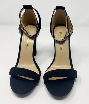 Heels Charm Faux Suede Black Heel Sandals Size 6.5 thumbnail 3