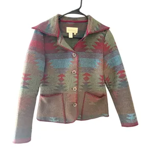 Territory Ahead Womens Small Southwestern Wool‎ Blend Jacket Aztec Pattern Vtg thumbnail 1