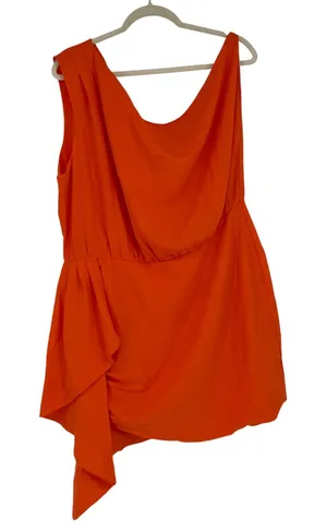 Showpo Orange Draped‎ Mini Dress US 14 Asymmetric Ruffle Cocktail Party thumbnail 1