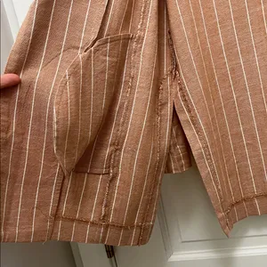 Stradivarius Brown and White Striped One Button Closure Casual Blazer - Sz Small thumbnail 8