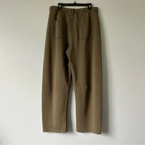 Gap Heavyweight French Terry Barrel Leg Sweatpants Moss Green Wash Large Tall thumbnail 5