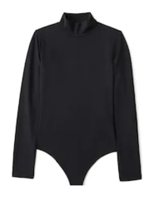 Abercrombie & Fitch Soft A&F Collection Black Mock Neck Long Sleeve Bodysuit thumbnail 1