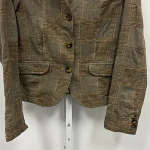 Y2K Gap Women's Brown Patchwork Plaid Herringbone Blazer Jacket Size 6 Earthtone thumbnail 6