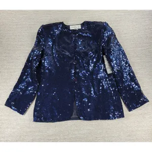 Vintage Jones NY Sequin Jacket Sz 8 Navy Silk Formal Evening Holiday Party NEW thumbnail 9