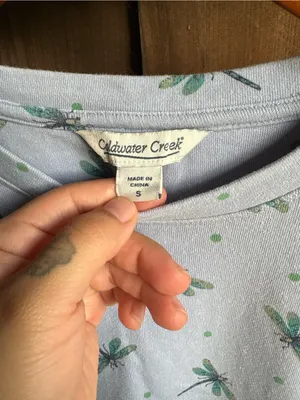 Coldwater Creek Light Blue Dragonfly Thick Tee thumbnail 3