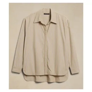 Banana Republic Neutral Stripe Long Sleeve Oversized Button Up Blouse Sz.M NWT thumbnail 3