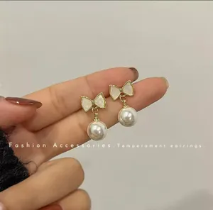 Gold Plated Pearl Earrings thumbnail 2