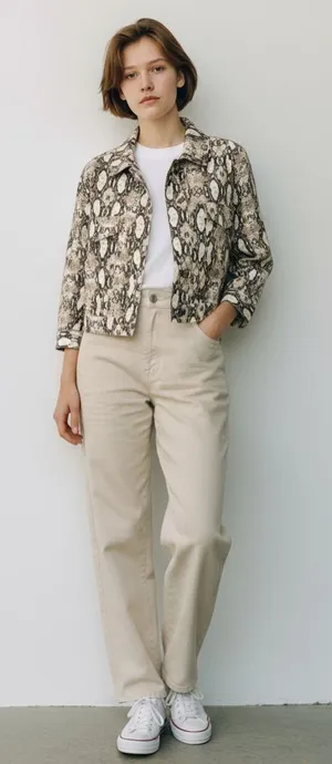 Cozy‎ Casual Snake Print Shacket Lightweight Button Up Jacket Women's Large L thumbnail 1