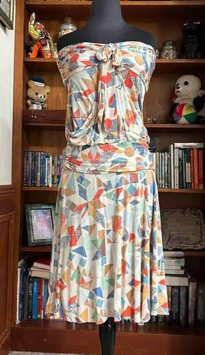 LaRok Strapless Silk Midi Dress Multiple Size L thumbnail 1