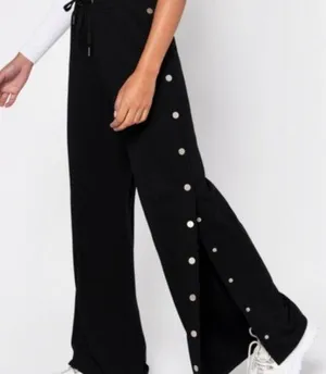 Snap Button Track Pants Black thumbnail 2
