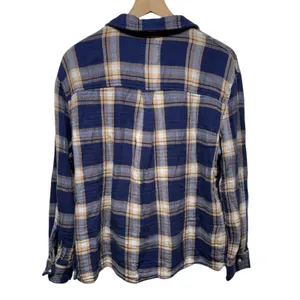 Aerie Gauzy Cotton Plaid Button Up Top Women Sz M Beach Cover Up‎ Coastal Boho thumbnail 2