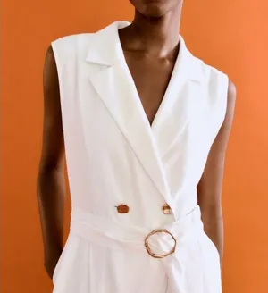 Zara off-white Belted Wrap Jumpsuit BLOGGERS FAV! NWT thumbnail 3